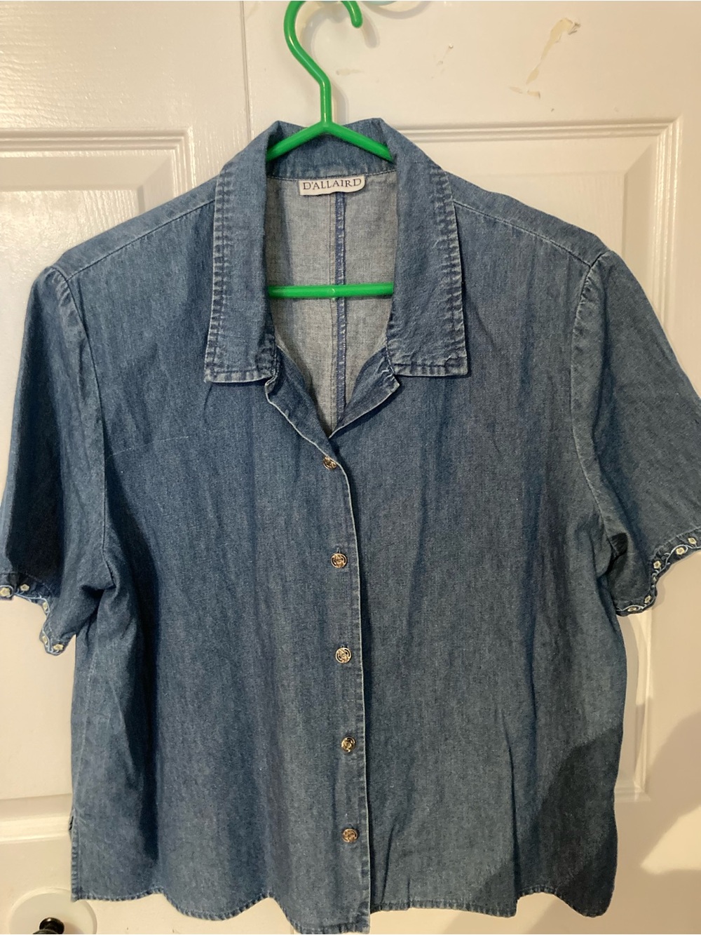 D'Allaird Women's Short-Sleeve Denim Blouse - Blue